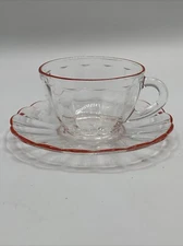 Duralex Red Rimmed Coffee Cup And Saucer 1950s Replacement