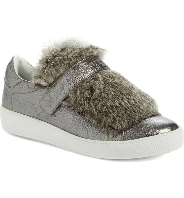 sneakers with fur trim