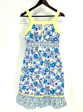 Women's HANNA ANDERSSON Size 10 Sleeveless Pastel Blue Floral Cotton Sundress