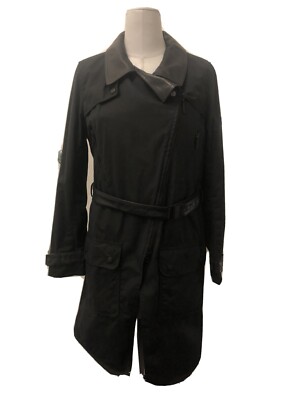 Barbour International Black Ladies Trench Coat Size 14