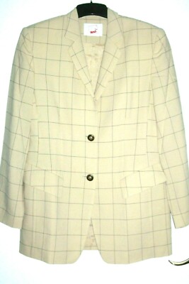 Fa. Mondi Damen Blazer Vintage Jacke beige  Karo Gr. 42