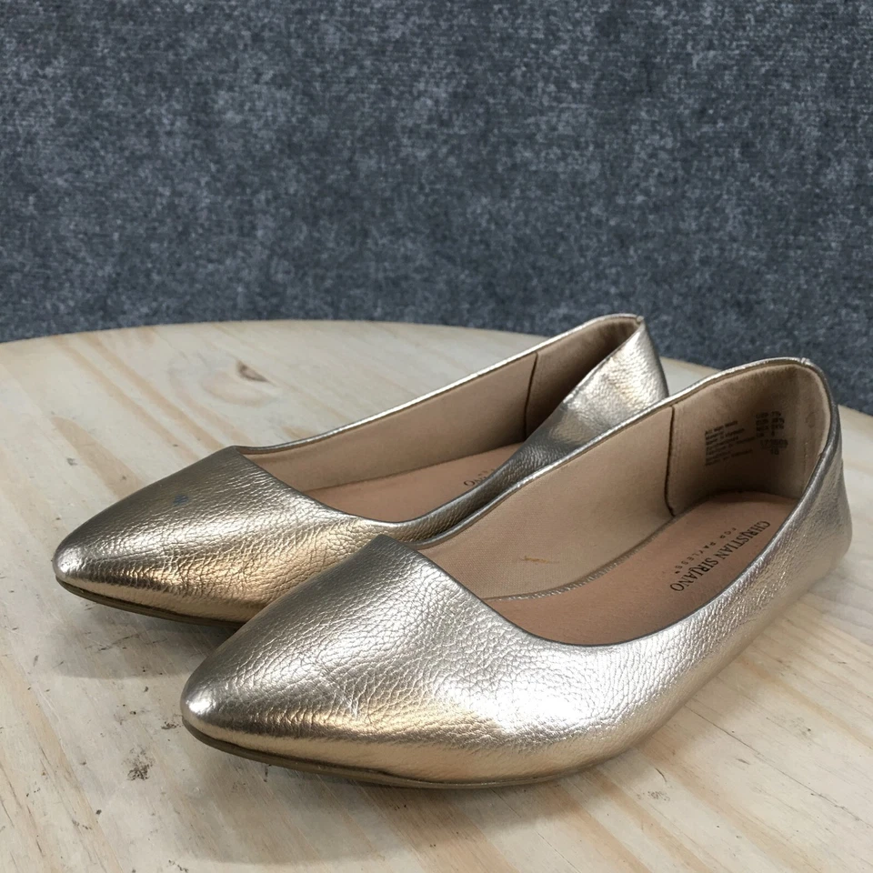 Christian Siriano Zapatos Mujer 7.5 Informales Sin Cordones Punta Ballet Pisos Dorado Foto 4 de 4