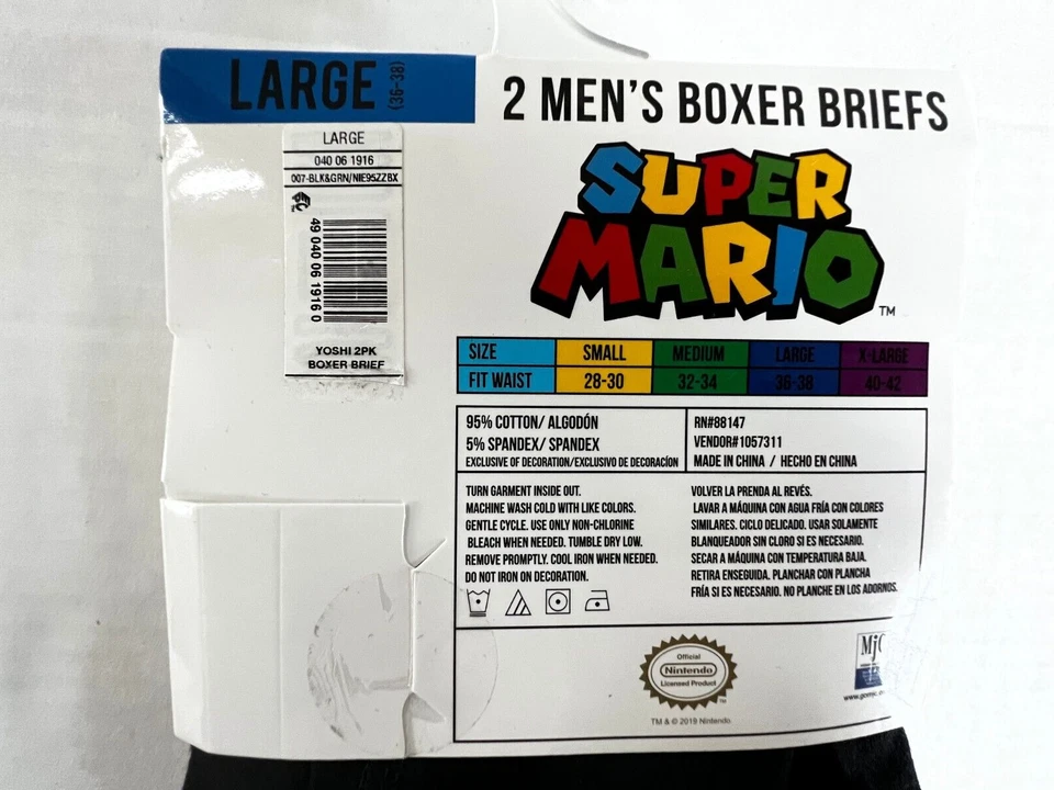 Paquete de 2 calzoncillos boxer para hombre Nintendo Super Mario Bros Yoshi & Yoshi's Egg - grandes Foto 4 de 4
