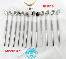 12 PCS DENTAL MOUTH MIRROR 4 SET w/HANDLE DENTAL INSTRUMENT STAINLESS STEEL NEW