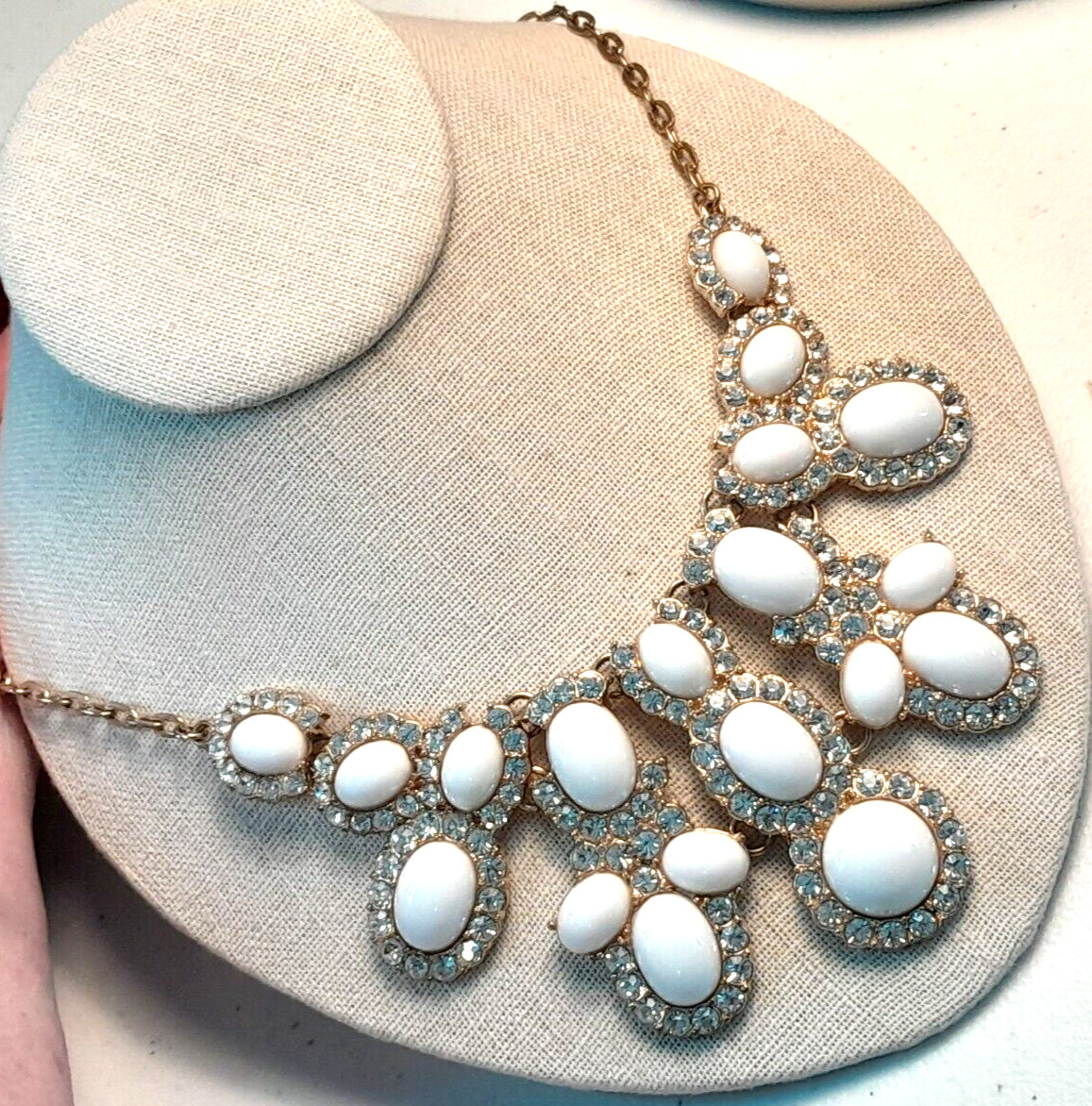 Cosmopolitan Gem Statement Bib Bling 16" White Ac… - image 2