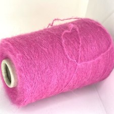 Pink ALPACA WOOL FLUFFY Yarn on Cone LACE WEIGHT for Knitting USA TARIFF FREE