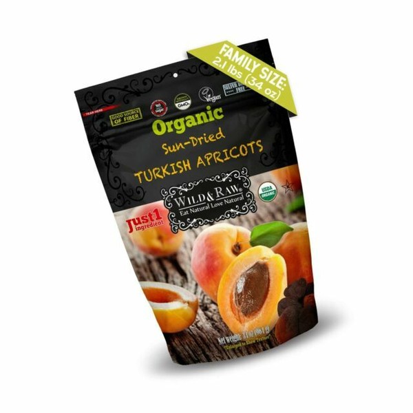 Organic Turkish Apricots Sulfur BULK Size 2.1lbs 34oz Kosher Non GMO