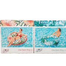 Bestway H2O Go!  Lg 47" Tropical Palms Pool Swim Rings Float Tube Summer Floral