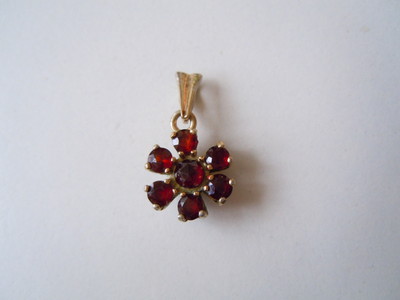 Pendant Grenades 835 Silver Gold Plated Flower Small Mini 2.3 G/2.1 X 1.2 Cm