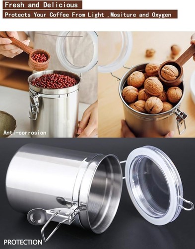 Barattolo caffè contenitore ermetico 1,8 L/62 oz acciaio inox barattolo caffè - Foto 4 di 20