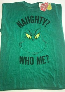Dr. Seuss O Grinch Graphic T-shirt Naughty Quem? Me Masculino Tamanho  Grande Nova com etiquetas | eBay