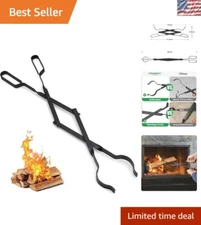 Heavy-Duty 26-Inch Fireplace Tongs - Safe Log Grabber for Indoor/Outdoor Use