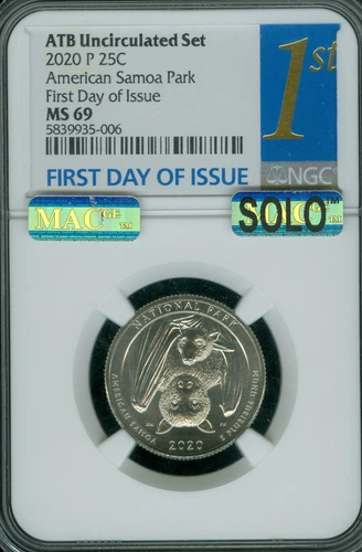 2020 P AMERICAN SAMOA QUARTER NGC MS69 FDI MAC SOLO FINEST MAC SPOTLESS *