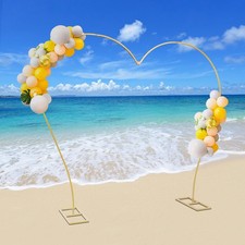 Gold Wedding Arch Rack Heart-shaped Flower Stand Metal Party Backdrop Rack