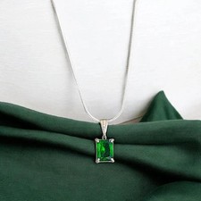 Elegant Mens Emerald Pendant 925 Sterling Silver Ring Gift Jewelry Mens Pendant