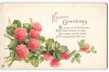Poema Hearty Greetings serie 440 A, Stecher Litho Co., postal de colección CG4.