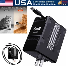 2 in 1 Retractable Gan Wall Charger with Dual Cables, Fast Charging 45W Retracta