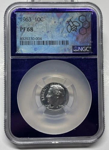 1963 Roosevelt Dime 10c NGC PF68  Proof US Coin 90% Silver Trader Bee Core