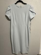 Calvin Klein Women's Light Blue Shoulder Sleeve Midi Dress