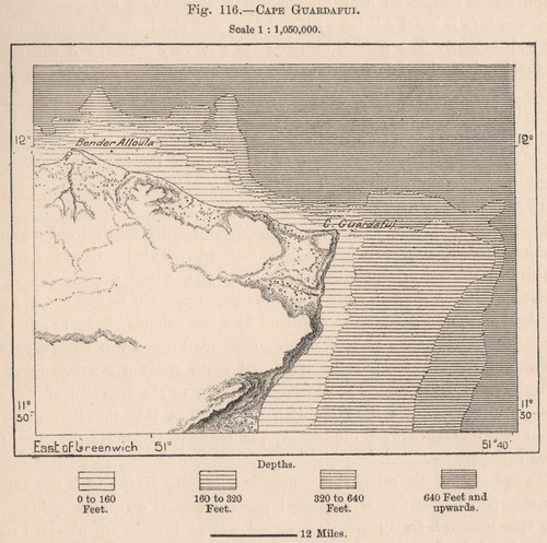 Cape Guardafui. Ras Asir. Somalia 1885 old antique vintage map plan chart