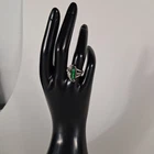 C LEE Navajo Sterling Silver Green Abalone Marquise Ring Size 7 Signed Vintage