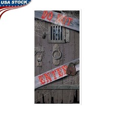 Spooky Halloween Door Cover Decoration Skeleton Do Not Enter Haunted House Decor
