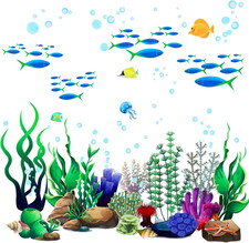 under the Sea Wall Decals Coral Reef and Seaweed, Ocean Wall Decals Stickers, Un