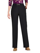 Ladies Snaffle Detail Stretch Pull-On Trousers, Smart Straight Leg Elasticated