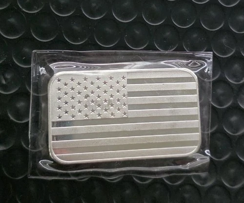 1 OZ.UNITED WE STANDARD .999 FINE SILVER BAR AMERICAN FLAG DESIGN- SEALED NR