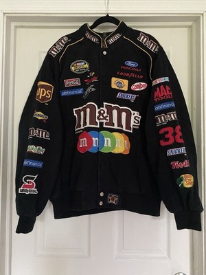 Vintage JH Design M&Ms NASCAR #38 Elliot Sadler XL Embroidered Racing Coat Y2K