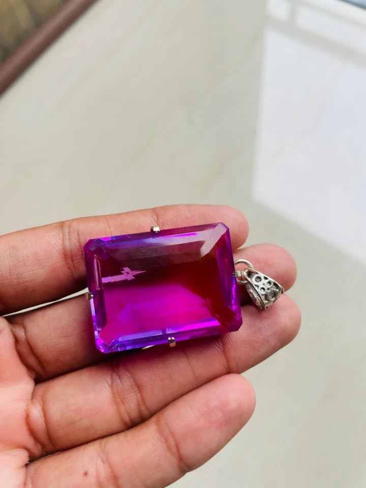 140 Ct  Natural Tourmaline Pendant Multi-Color 925 Solid Silver Pendant Gemstone - Image 2 of 4