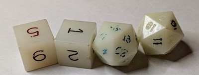 Vintage ~ D20 x 2 and D6 x 2 from Gamescience ~ D&D ~ Pearlescent