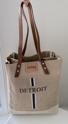 Apolis | James Beard Foundation Detroit | Burlap Leather Market Wine Tote | NWT