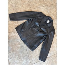 East 5th Black Button-Front Leather Jacket XL