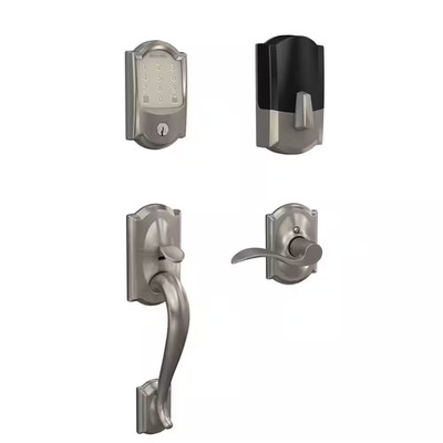 Camelot Satin Nickel Encode Smart Wi-Fi Deadbolt with Alarm and Entry Door Handl