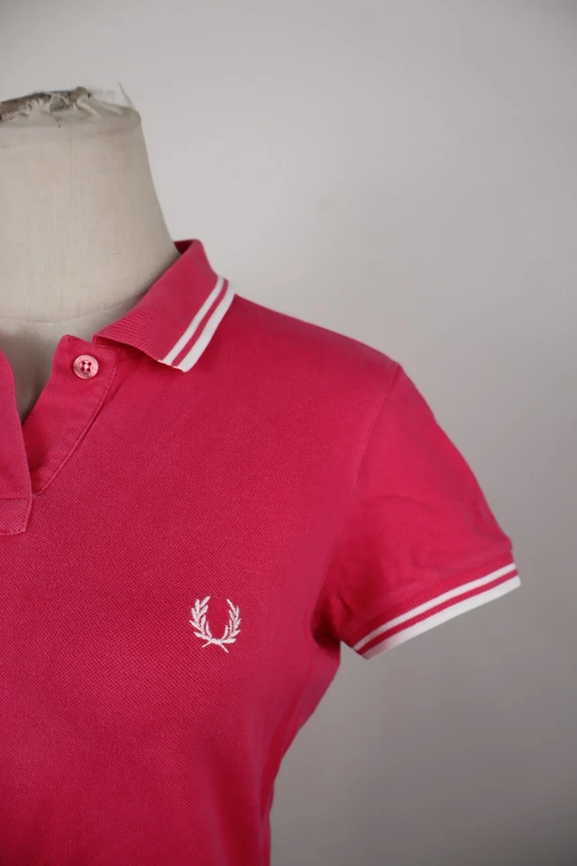 Fred Perry Polo 衫女式棉质 S 码休闲复古棉标志 — 第 2/4 张图片