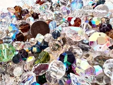 Vintage Czech Austrian Faceted Crystal Beads Lot 2 Ounces