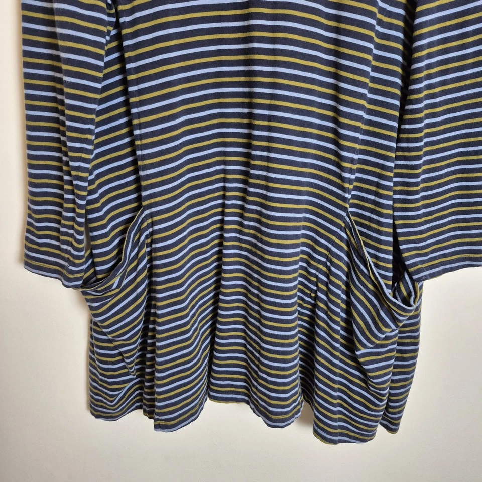 Seasalt 20 Navy Striped Clear Light Jersey Drape Dress Tunic Lagenlook - Image 3 of 4