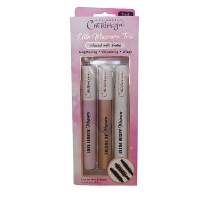 NEW Max Makeup Cherimoya Elite Mascara Trio 3 Pack Black Biotin Korean Beauty