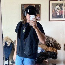 VINTAGE Wah Maker Vest Mens Large Black Western USA Frontier Cowboy