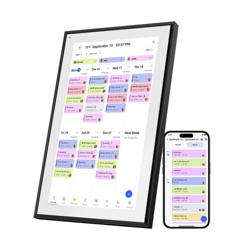 21.5 Inch Digital Calendar Wall Touchscreen, Smart Chore Chart+Monthly and We...