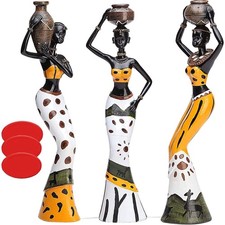 3 Stück afrikanische Skulptur, Afrikanische Deko Frauenfigur Mädchen Figur St...