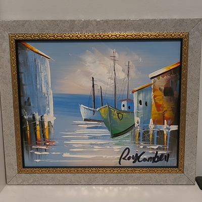 #ad Roy Campbell Original Signed Framed Oil Seascape Painting Impressionism w COA $50.00
