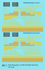 K4 HO Scale Decals Pere Marquette C&O B&O Diesel Switcher Locomotive Yellow Red