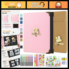 DIY Scrapbook Photo Album Kit 12x12" - 60 Pages, Hardcover, 30 Sheets, Pens, Sti