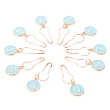  10pcs Number 0-9 Stitch Markers - Flat Round with Lobster Clasps - Alloy