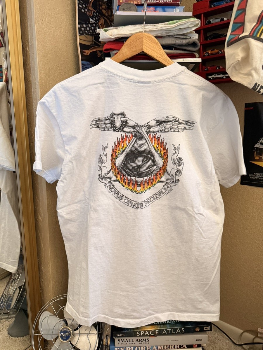 Vintage Tool Shirt Mens XL White Opiate Seclorum Short Sleeve Band