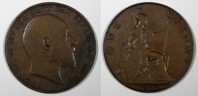 Great Britain Edward VII Bronze 1907 1 Penny KM# 794.2 (28 191)