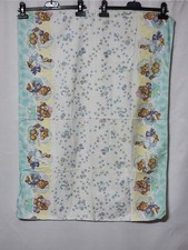 VINTAGE RIEGEL BABY RECEIVING BLANKET TEDDY BEARS PAW PRINTS USA MADE EUC