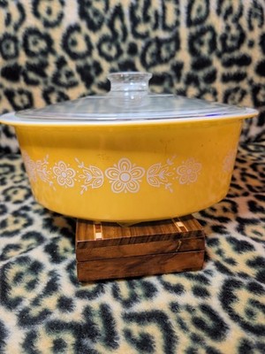 Vintage Pyrex 664 Big Bertha 4 Quart Butterfly Gold Casserole Dish w/ Lid 11.5 